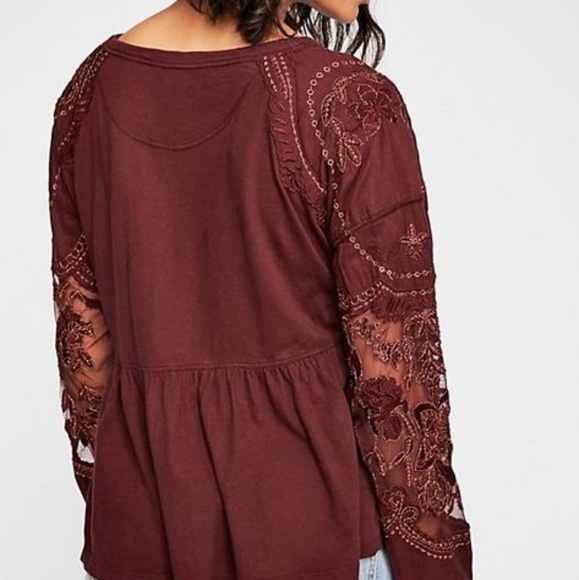 Free People Embroidered Penny Tee Floral Top - Picture 7 of 7